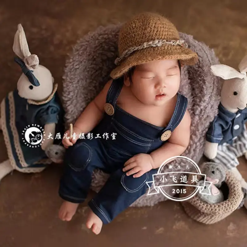 Cowboy Outfit With Hat Set - Newborn Photography Props - Image 2